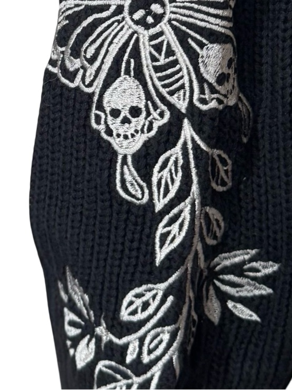 Cosmic Aura Death's-Head Moth Mock Neck Girls Crop Sweater - Picture 5 of 8